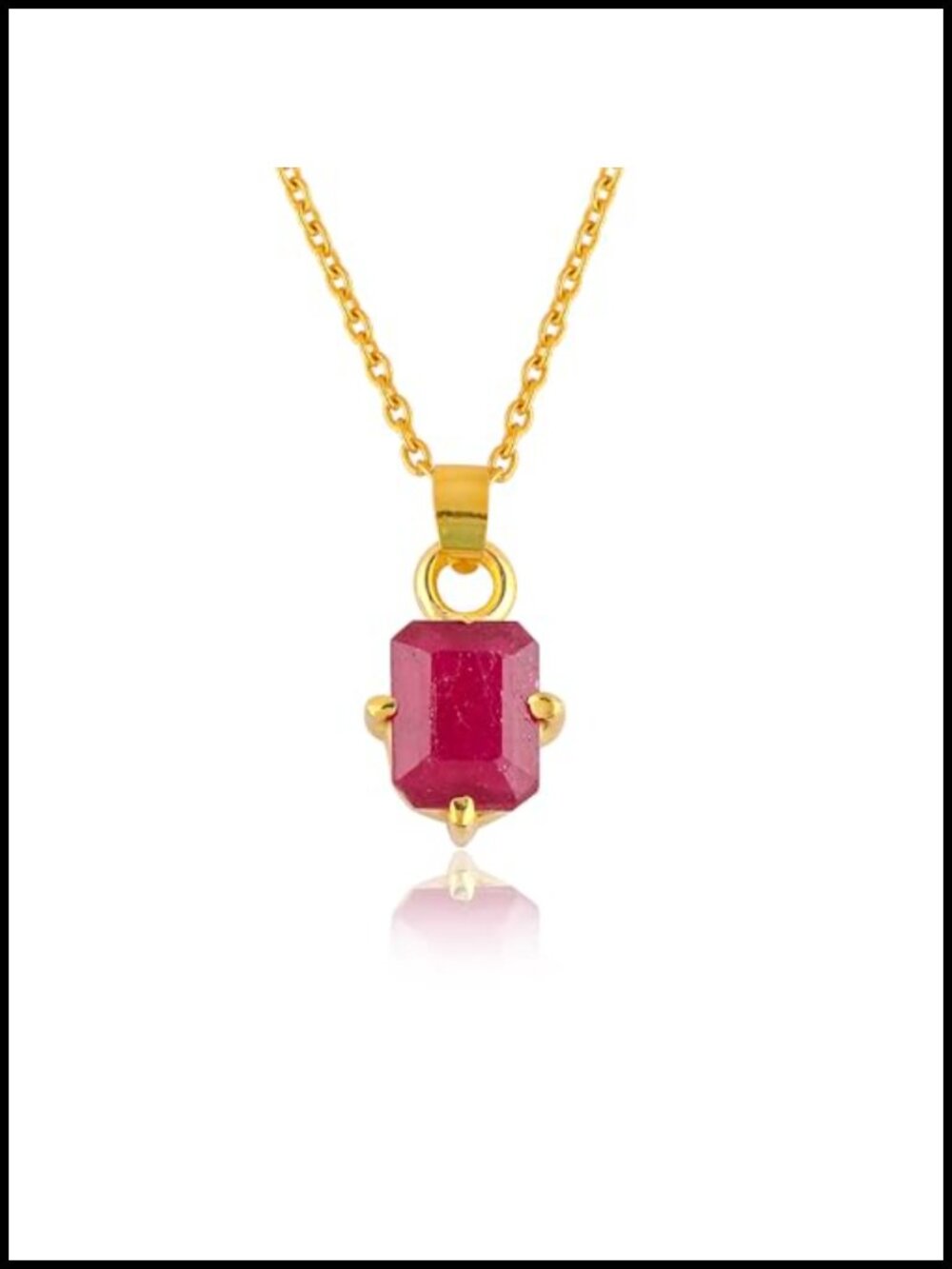Gold Plated Sterling Silver Crystal Ruby Pendant Necklace 18 inch